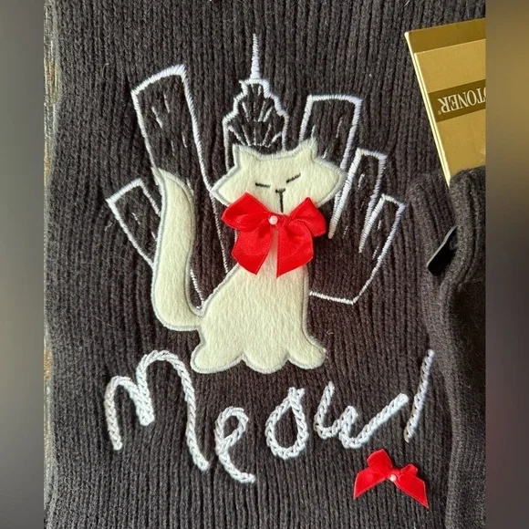 New ▶️ Isotoner ◀️ Cat Scarf and Gloves.  Set / Lot - Picture 2 of 8